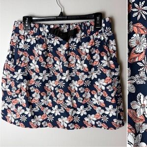 Aspen Cargo Skirt Size Large Floral Pockets Nylon Spandex Blend Outdoor Navy